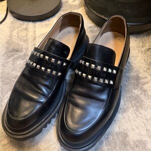 Black Studded All Saints Women’s Loafer